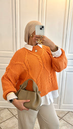 Pull tressé | orange