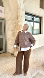 Pull tressé | Taupe