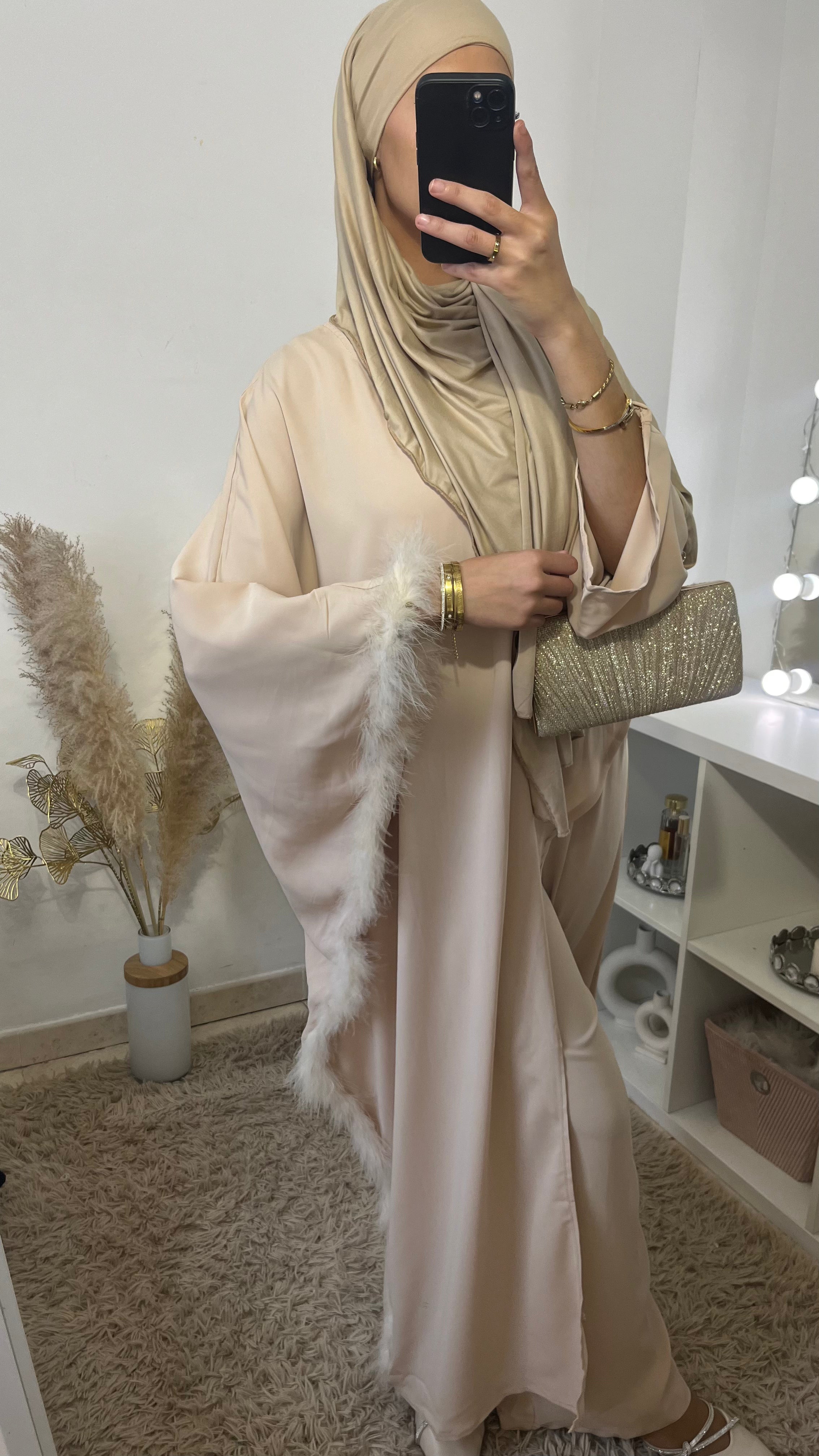 Ensemble plumé beige