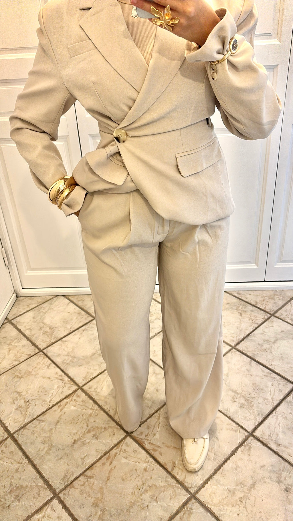 Pantalon du blazer ajusté | Beige