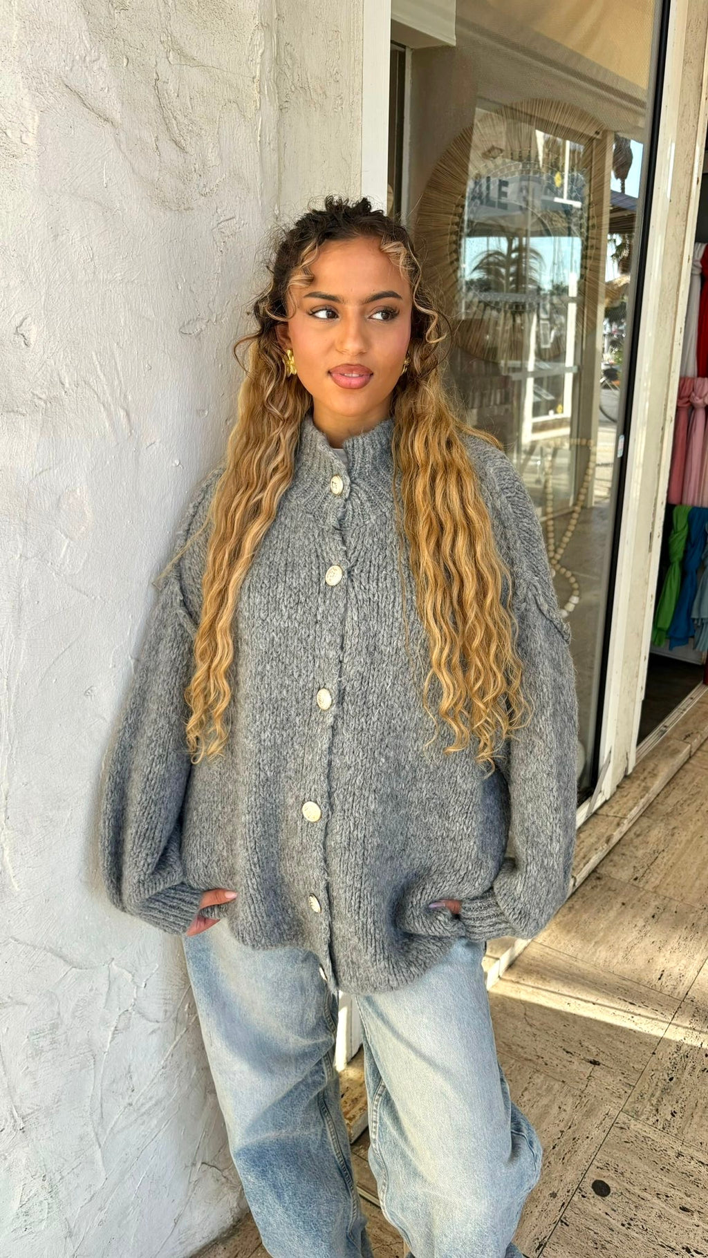 Gilet boutonné gris