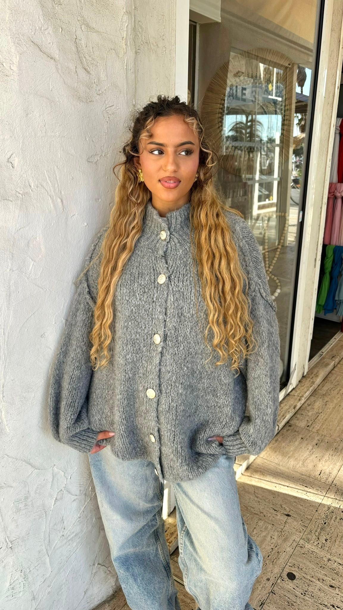 Gilet boutonné gris